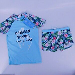 Phibee Swimsuit Girls Size 8 & 12 Blue Beachwear Drawstring 2 Piece Boy Shorts